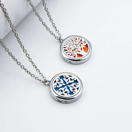 High Quality Patterns Tree of Life Aromatherapy Diffuser Pendant Perfume Locket Women Essential Oil Necklace Jewelry Wholesale