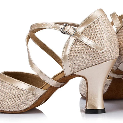 New Latin Shoes Tango Salsa Ballroom Party Women's High Heels Champagne Black Silver Wedding Women's Shoes Summer Sandals