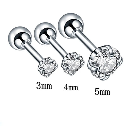 3PCS Crystal Tragus Piercing Earring Set Zircon Cartilage Earrings Stud Set Labret Lip Piercing Bulk Ear Lobe Earring Conch Lot