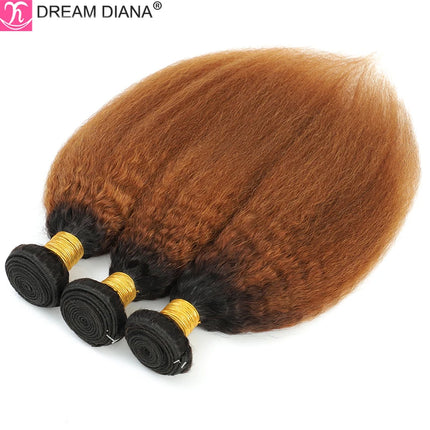 12A Ombre Brazilian Hair Ombre Kinky Straight Bundles 1B 30 Bundles 2 Tone Brown Hair Bundle 100% Human Hair Afro Yaki Straight