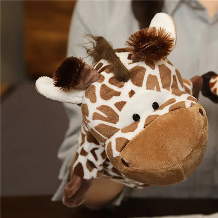 Soft Stuffed Toy Doll Animal Plush Doll Educational Baby Toys Lion Elephant Monkey Giraffe Tiger Bunny Kawaii Hand Finger Puppet