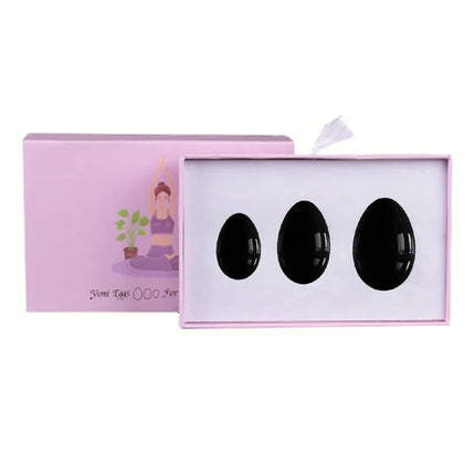 Obsidian Yoni Eggs Wand Set Natural Black Jade Egg Women Vaginal Muscles Tightening Kegel Massage Ball Yoni Wand Jade Massager