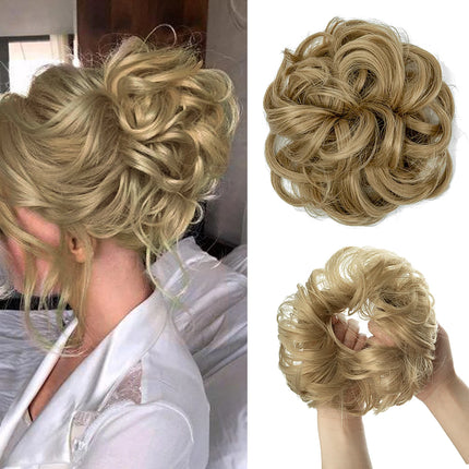 Synthetic Hair Bun Extensions Messy Curly Elastic Hair Scrunchies Hairpieces Synthetic Chignon Donut Updo Hair Pieces for Women