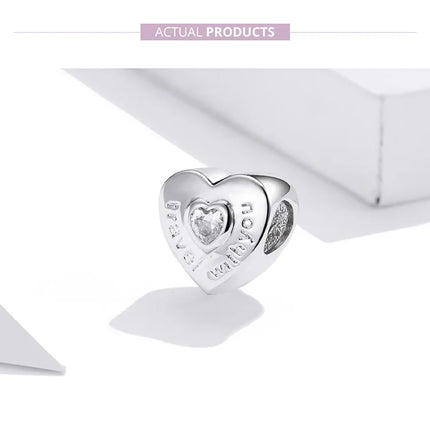 WOSTU Family Heart Charm High heels Mirror Makeup Pendant Bee Boy & Girl Charm Dreamcatcher Beads Jewelry Making Copper Zircon