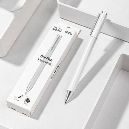 Deli Metal Gel Pen Rollerball Caneta ручка Ballpoint 0.5MM Signing Pens for Office Students Business Stationary Supplies
