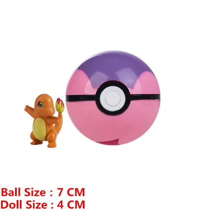 Pokemon Pokeball With Cartoon Movie Anime Figure Pikachu Charmander Eevee Squirtle Vulpix Quality Pet Action Model Toys Gifts