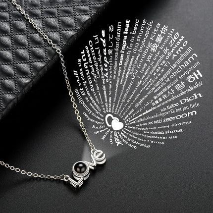 Letter Necklace 100 Languages I Love You Projection Pendant Necklace Women Jewelry Best Friends Collier Femme Bijoux Gifts