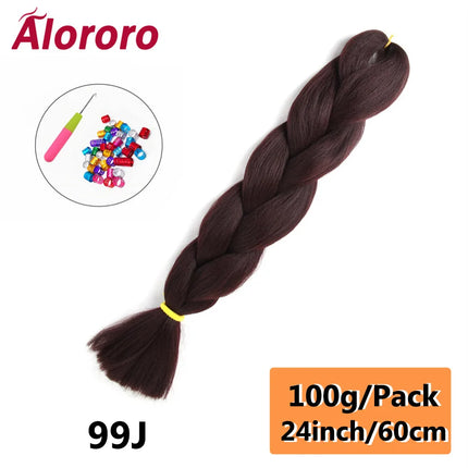 24 Inch Jumbo Braids for Hair Extensions Purple Synthetic Braiding Hair Accessories 100G/Pack Women DIY Hair for Crochet Braid