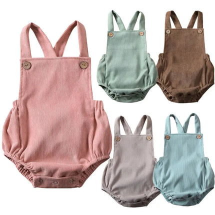 2020 Baby Summer Clothing Newborn Infant Baby Boy Girls Bodysuit Jumpsuit Corduroy Clothes Backless Outfits