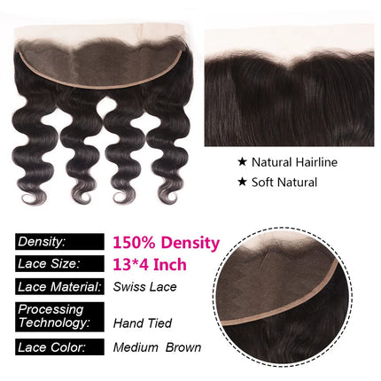 Unice Hair Brazilian Body Wave Lace Frontal 100% Human Hair 13x4 Ear To Ear Lace Closure Remy Hair Frontal Pre Plucked