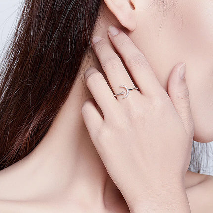 WOSTU Real 925 Sterling Silver Open Ring Finger Adjustable Size Wedding Rings For Women Engagement Fashion Silver Jewelry Gift
