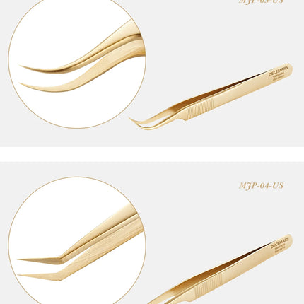 DeceMars  Eyelash Extension Tweezers Gold Color