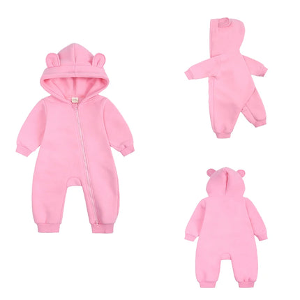 New Bodysuit For Newborn Rompers Baby Boys Girls Clothes Long Sleeve Solid Hoodies Bear Jumpsuit Costume Infant Onesies 3M-24M