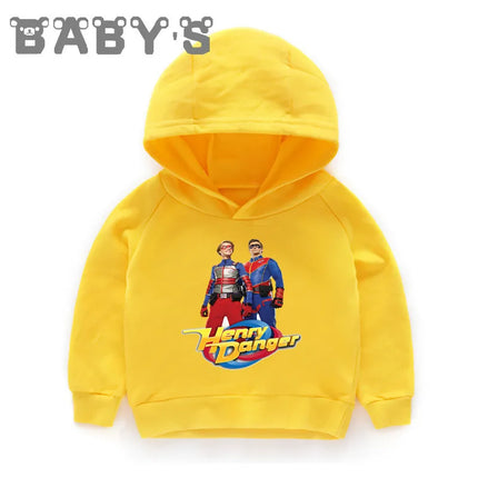 Henry Danger Funny TV Shows Kids Sweatshirts Children Casual Hooded Hoodies Baby Pullover Tops Girls Boys Autumn Clothes,KMT2308
