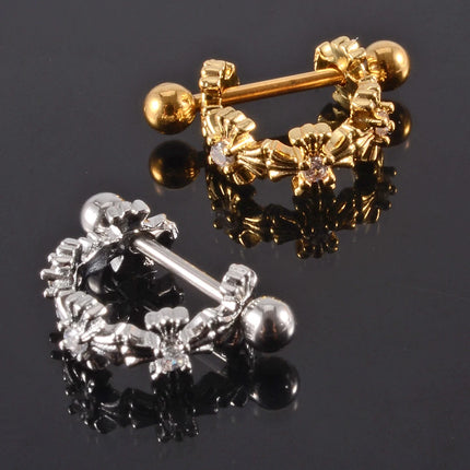1pc Ear Tragus Cartilage Ring Stainless Steel Barbell With Cz Hoop Cartilage Cuff Piercing Helix Daith Rook Lobe Earrings