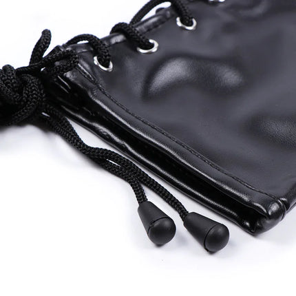 PU Leather Hand Restraint Mitten Gloves with Padlock and D Rings Fetish BDSM Bondage Erotic Toys Chastity Sex Toys
