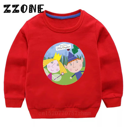 New Spring Autumn Baby Girls Sweatshirts Ben and Holly Kingdom Cartoon Cute Kids Hoodies Children Pullover Tops Boys Clothes