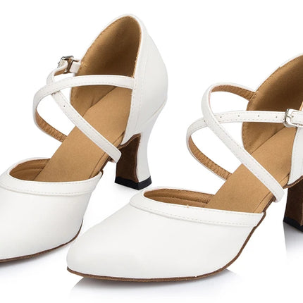 Women's Latin Shoes White Wedding Party Ballroom Party Tango Salsa Summer Women's Shoes High Heels Professional Dance Shoes