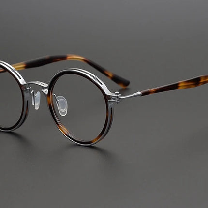 Top Quality Retro Round Glasses Frame Japanese Handmade Titanium Ultralight Men Eyeglasses Women Eyewear Acetate Korean Fashion