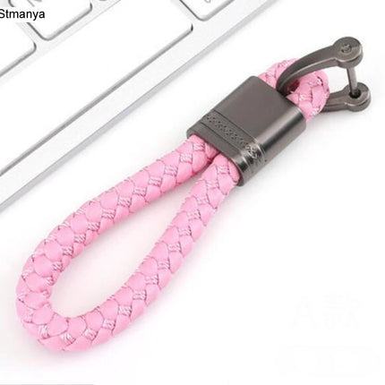 New Hand-Woven Leather Car Key Ring Men Women Rope Key Chain Waist Keychains Charm Metal Key Holder Gift Jewelry