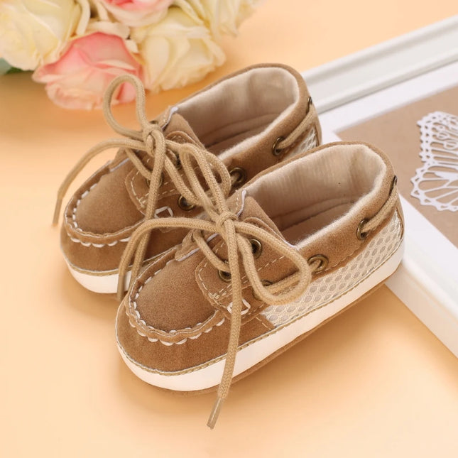 Tie one's shoes Baptism Newborn Baby Prewalker Girls Boys Casual Shoes Leather Non-Slip Soft-Sole Infant Toddler First Walkers