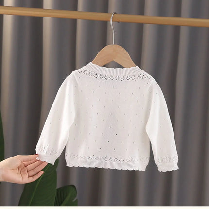 New Girls Thin Long Sleeves Cardigan Jacket Ruffle baby Girl Knit Cardigan Sun Protection Clothing Summer Air-conditioning Shirt