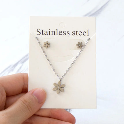 LUXUKISSKIDS Chic Elegant Heart Indian Fine Jewelry Sets Women Wedding Crown Steel Necklace And Earrings bijoux Bulk Wholesale