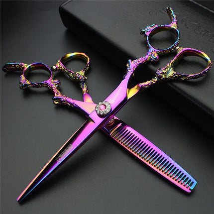 Sharonds 6/7/8 Silver Black Dragon Handle Hair Salon Hairdressing Scissors High Quality 440c Steel Professional Cutting Scissors
