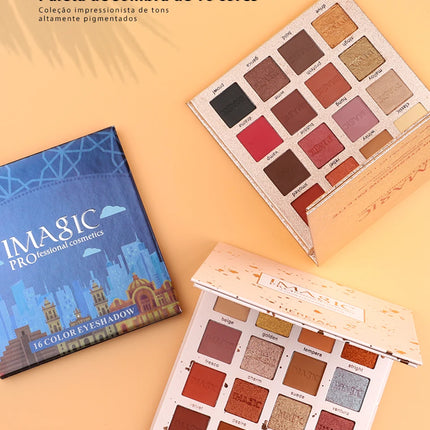 IMAGIC New Arrival Charming Eyeshadow 16 Color Makeup Palette Matte Shimmer  Pigmented Eye Shadow Powder
