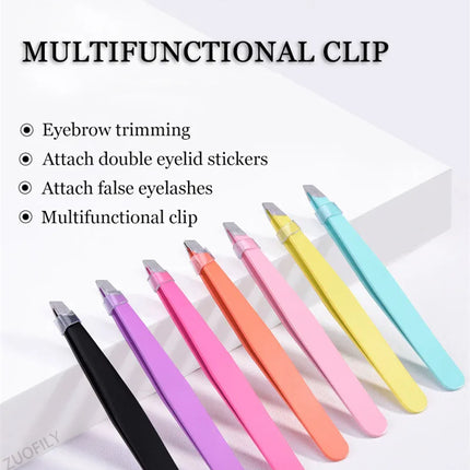 1pc Stainless Steel Eyebrow Tweezer Face Hair Removal Tweezers Colorful Makeup Eyelash Tweezer Eye Brow Clips Makeup Tools