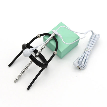 Medical Themed Electric Shock Anal Vaginal Plug Electro Stimulation Peins Ring Cock Cage Penis Plug SM Adult Sex Toys For Couple