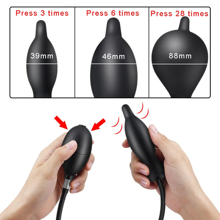 Inflatable Silicone Penis/Ball Gag Oral Dildo Open Mouth Plug Expandable Pump Big Anal Butt Plug Vibrator BDSM Flirt Sex Tools