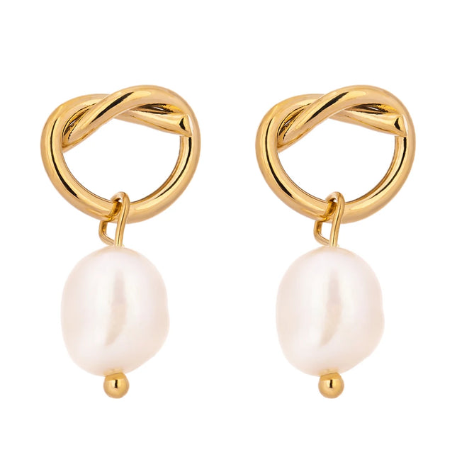 Yhpup Minimalist Natural Pearls Dangle Earrings Fashion Korean Simple Elegant Metal Texture Stylish Jewelry
