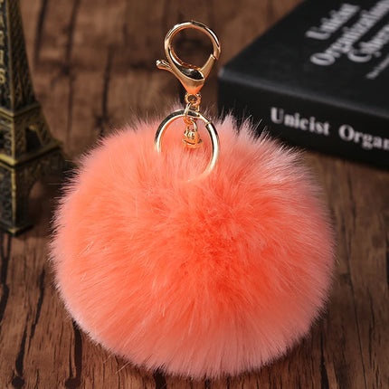 Trinket Fluffy Artificial Rabbit Fur Ball Key Chain 8cm Pompons Keychain 21 Color Women Car Bag Key Ring Hang Jewelry