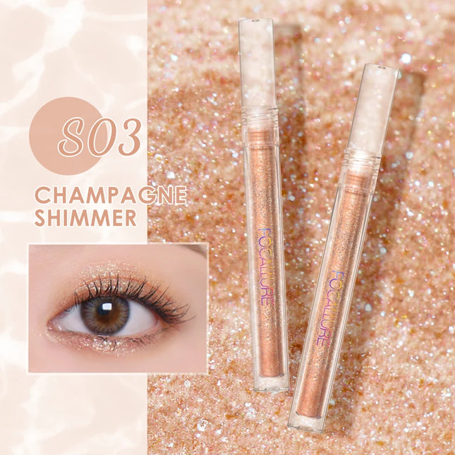 FOCALLURE-Liquid Eyeshadow Glitter for Eyes, Cosmetics Eyeliner with Sparkles, Shiny Shadows, Professional Makeup