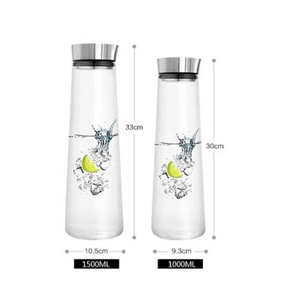 1000ML/1500ML Water Jug Thickened Glass Big Water Bottle with Stainless Steel Lid Carafe Boiling Wate Juice Pitcher Glass Bottle