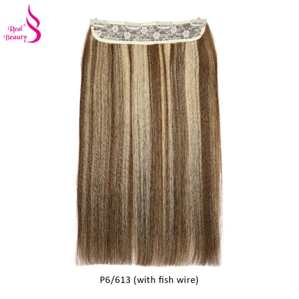Real Beauty Single Clip In Hair With Adjustable Fish Wire Machine Made Human Hair Clip In Extensions Remy Hair