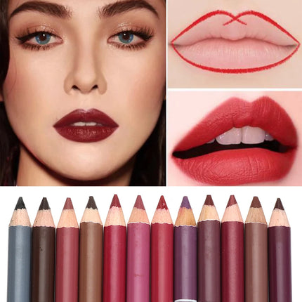 1PC Professional Wood Lip liner Pen Waterproof Lipstick Pencil Contour Matte Lady Charming Women's Makeup Long Lasting Cosmetic