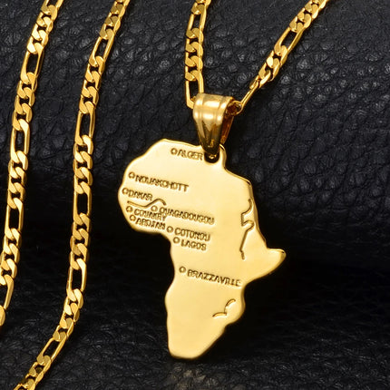 Anniyo 3.7cm Africa Map Pendant Necklace Women Men Ethiopian Jewelry Wholesale African Maps Ethnic Ornaments #260106