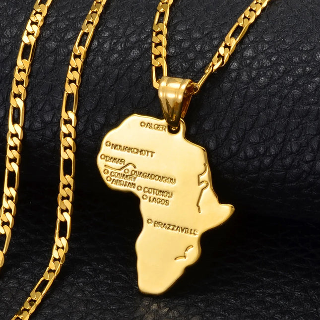 Anniyo 3.7cm Africa Map Pendant Necklace Women Men Ethiopian Jewelry Wholesale African Maps Ethnic Ornaments #260106