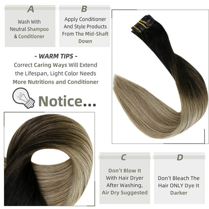 Full Shine Seamless Clip On Natural Human Hair Extension 8Pcs100g PU Clip Ombre Blond Color Skin Weft  Machine Remy For Women