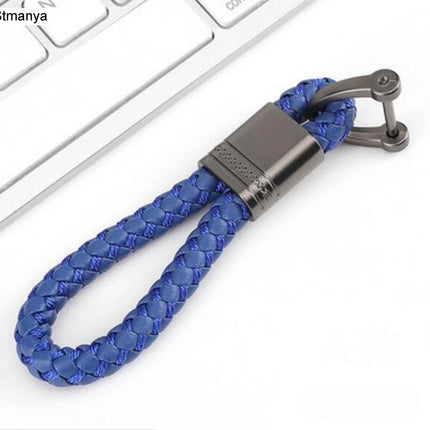 New Hand-Woven Leather Car Key Ring Men Women Rope Key Chain Waist Keychains Charm Metal Key Holder Gift Jewelry