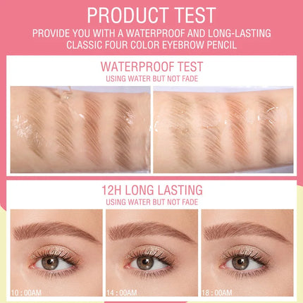 4 Color Brown Eyebrow Pencil Waterproof Sweat-proof Long Lasting Easy To Wear Natural Wood  Eyebrow Pen Makeup Eyebrow Cosmetics