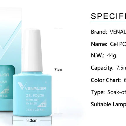 7.5ml Venalisa HEMA Free TPO Free Rubber Base Jelly Pink Soak Off UV LED Gel Polish Semi Permanent Nail Manicure Varnish