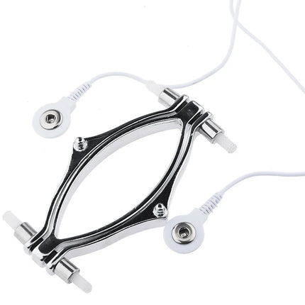 Female Pussy Labia Electric Shock Pussy Metal Clamps Vagina Hollow Peek Adult Game SM Bondage Clitoris Women Sex Toys