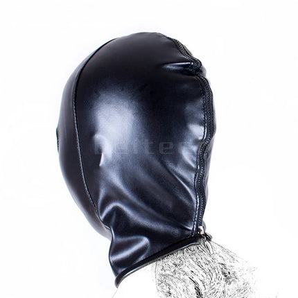 PU Leather Padded Strapped Zipper Head Hood Blindfold Harness Mask BDSM Open Mouth Eye Nose Bondage Headgear Sex Toy Adult Party