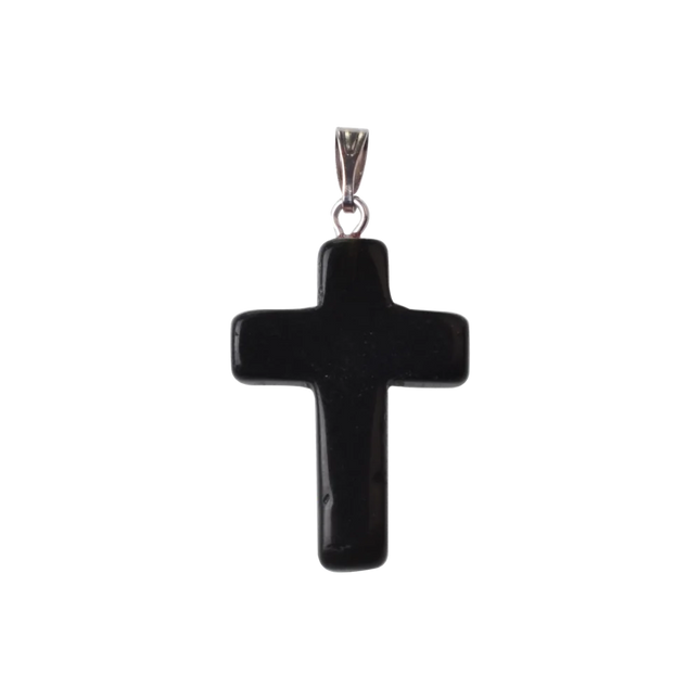 Natural Stone Cross Pendant Necklace Women Men 18inch Black Leather Cord Custom Crystal Choker Chakra Jewelry Findings