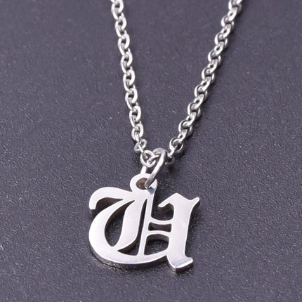 2pcs Stainless Steel Initial Necklace For Men Women Chain Old English Pendant 26 Letters Statement Necklaces Jewelry Couple Gift