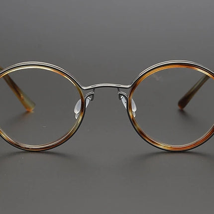Top Quality Retro Round Glasses Frame Japanese Handmade Titanium Ultralight Men Eyeglasses Women Eyewear Acetate Korean Fashion