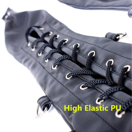 BDSM Binding Arm Binder,Behind Back Straight Jacket,Leather Armbinder Bondage Slave Lockable Glove Handcuff With Shoulder Straps